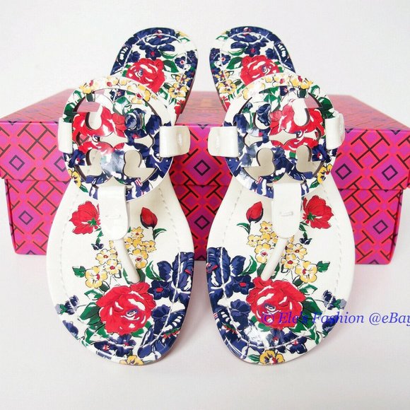 ❤️ NIB Tory Burch Miller Leather Thong Sandal Ivory Tea Rose US 7 7.5 AUTHENTIC - Picture 4 of 12